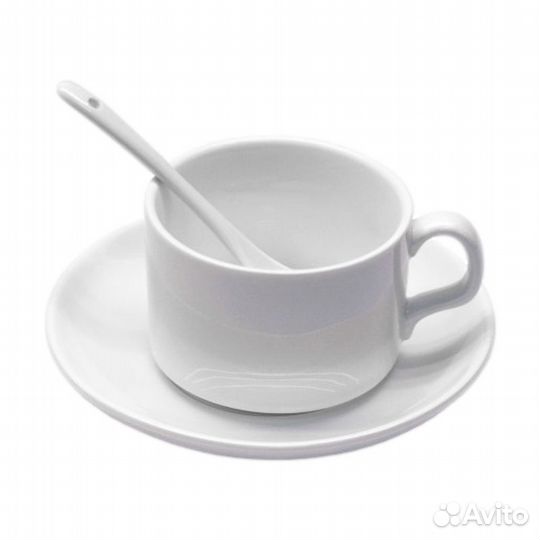 Кружка для сублимации кофейная с блюдцем и ложкой