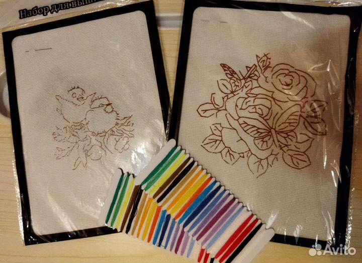 Наборы для вышивания крестиком, спицы, пяльцы
