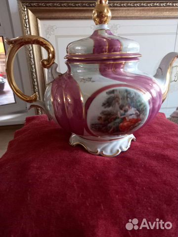 Чайник заварочный Мадонна,ГДР,Розовая лента.Бронь