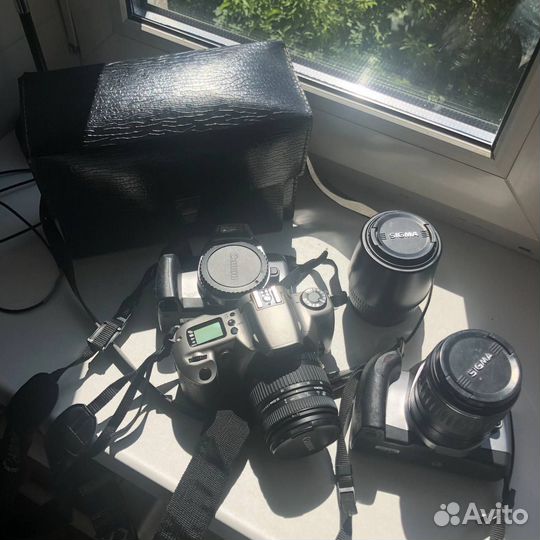 Пленочный фотоаппарат, объективы и сумка