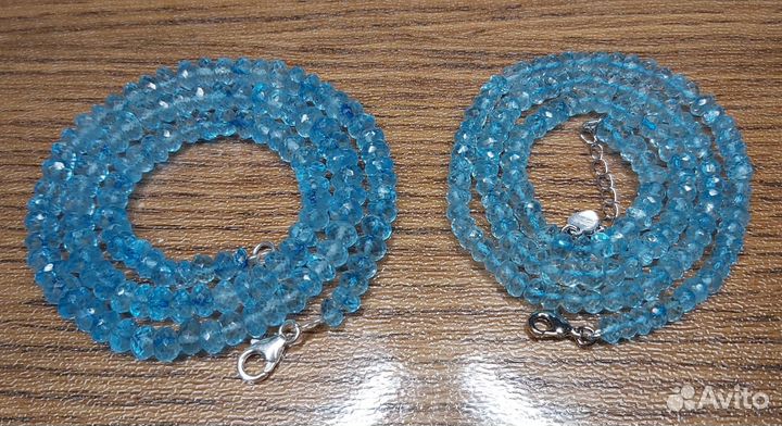 Бусы из натурального апатита