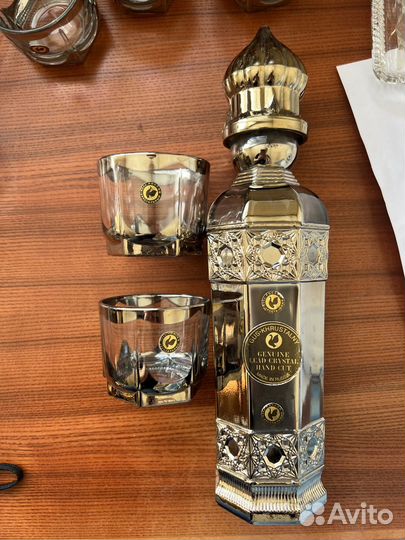 Графин штоф и стопки Гусь хрустальный