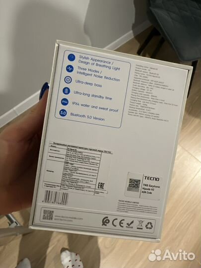 Наушники TWS Tecno Hipods H3 белый