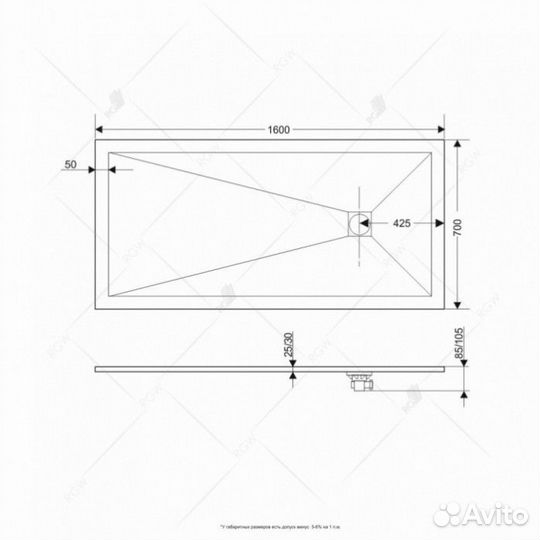 Душевой поддон RGW ST-0167W 160x70