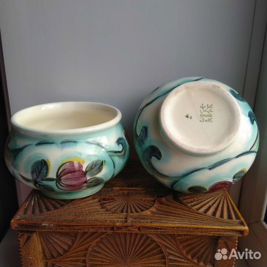 Керамика СССР чайник Петушки, молочник Конаково