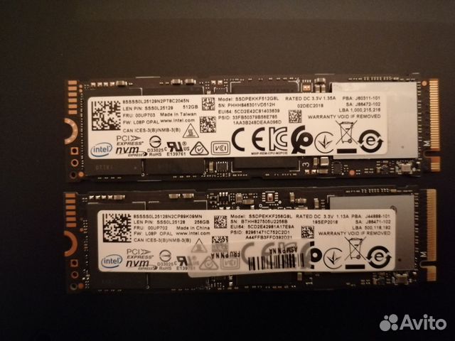 SSD nvme Intel 256,512gb