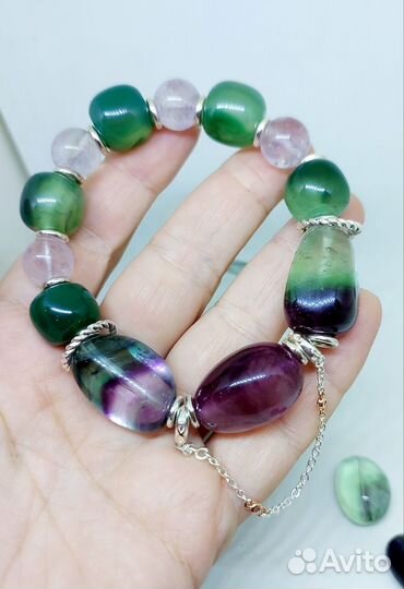 Браслет из флюорита и яшмы