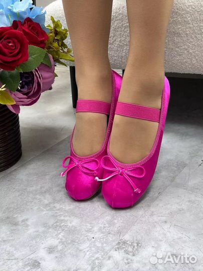 Балетки пуанты с бантом мери джейн