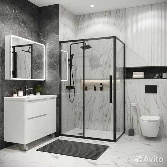 Душ.огр. Cosmo 11080195 черн мат, прозрачное стек