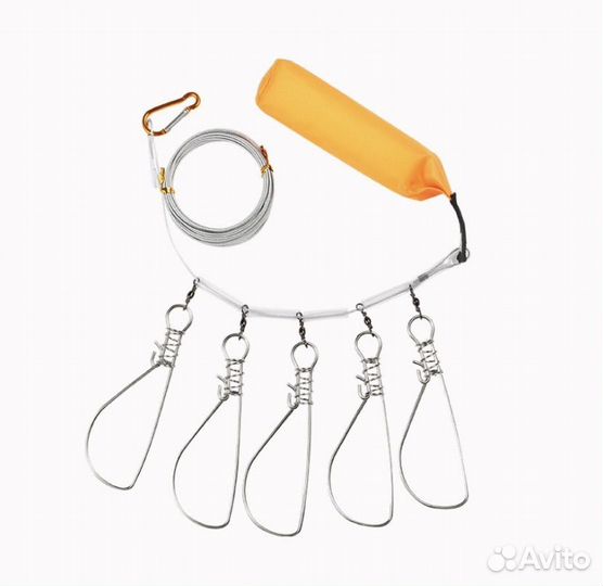 Кукан с металлическим тросом/ 5 карабинов
