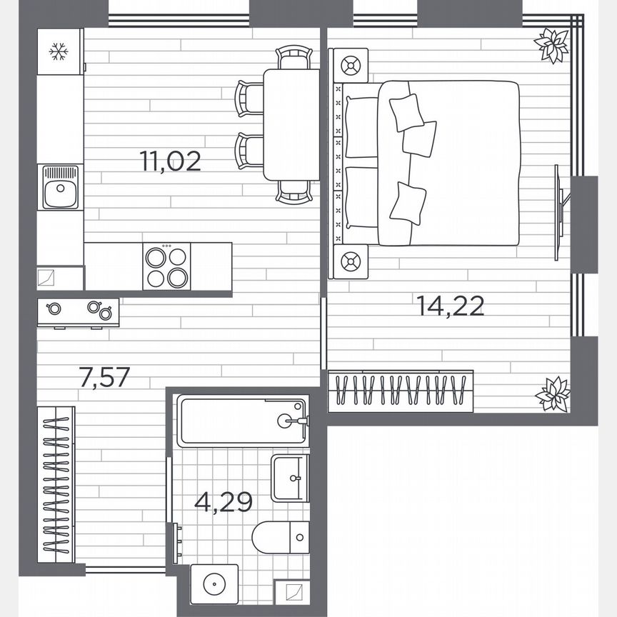 1-к. квартира, 37,1 м², 2/5 эт.