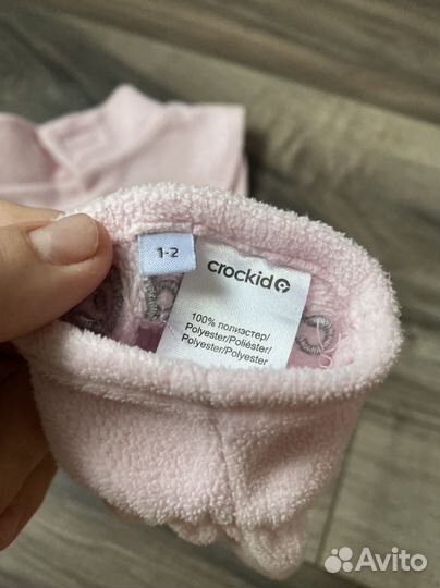 Комплект манишка и варежки Crockid 1-2 года