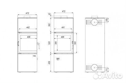 Печь defro home quadroom, 9,6 кВт, белая сталь