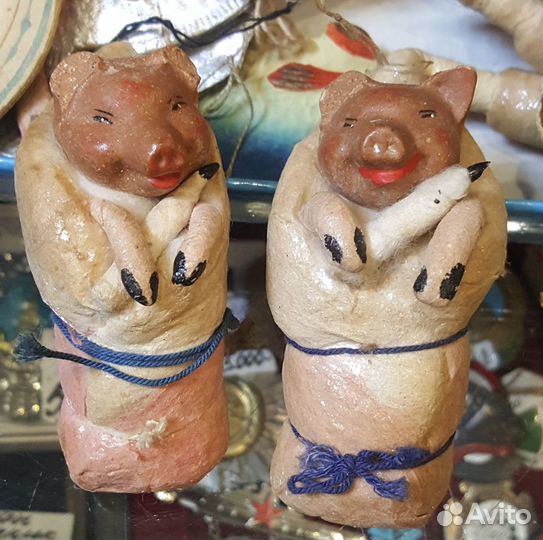 Ёлочные украшения фигурки папье-маше времен СССР