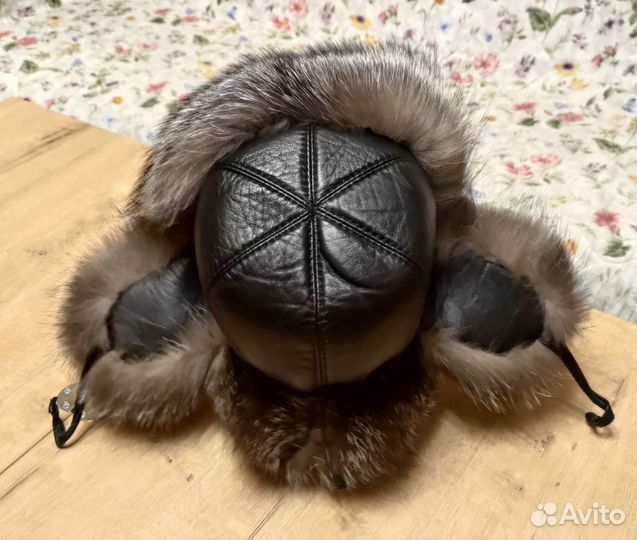 Шапка ушанка женская песец кожа