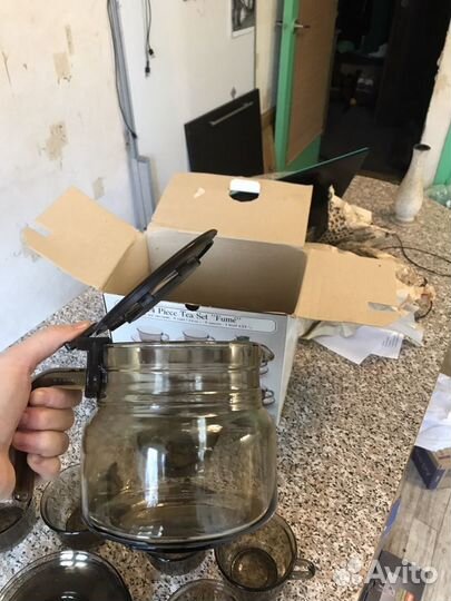 Набор чашек чайник стеклянный набор чайный