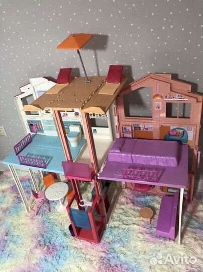 Большой двухэтажный дом для барби и машина