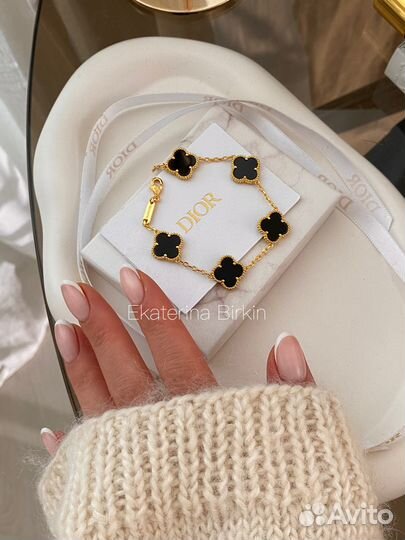 Браслет van cleef цвет золото черный 5 мотивов