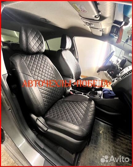 Чехлы Kia Cerato 4 из экокожи чёрные Ромб