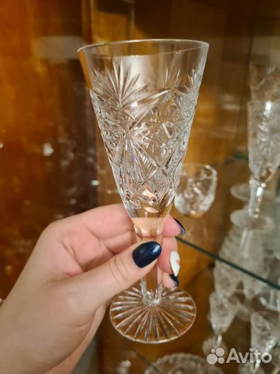 Рюмки на ножке и фужеры хрустальные, СССР