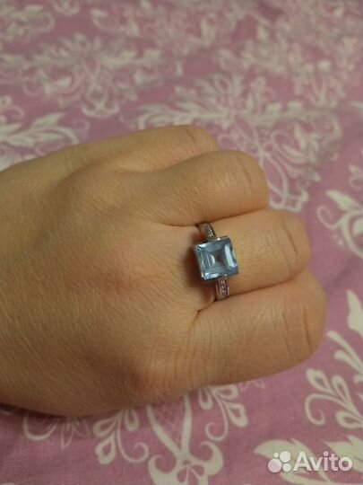 Серьги + кольцо серебро комплект