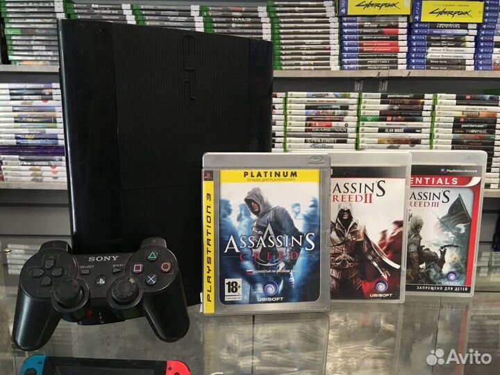 PS3 SS 500gb + Трилогия Assassin's Creed