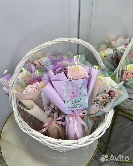 Букет роз из мыла, мыльные цветы