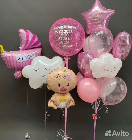 Гелиевые воздушные шары на выписку