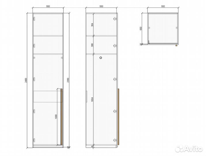 Шкаф распашной однодверный №12 (дуб). 550х2400