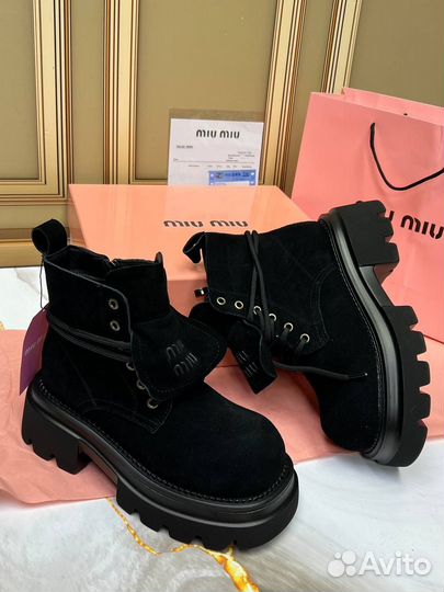 Ботинки зимние женские miu miu замша