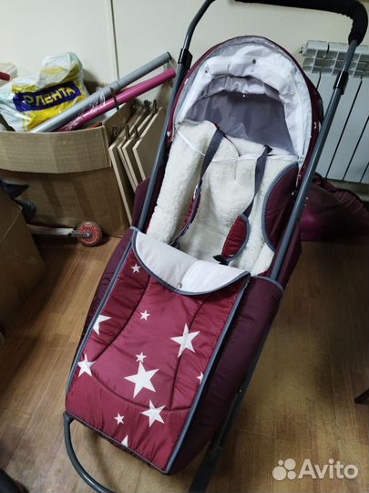 Коляска санки с утеплителем и дождевиком