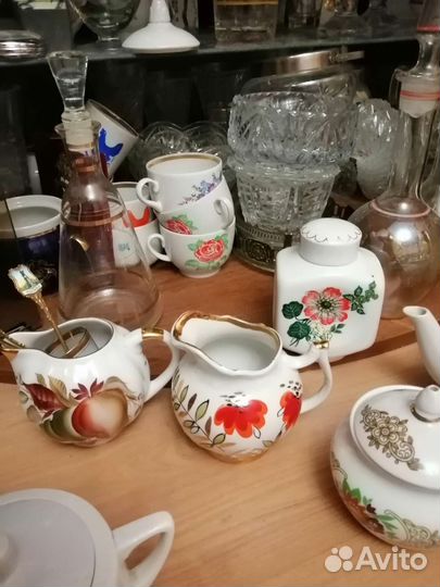 Чашки, молочник, чайник, лфз дулево вербилки