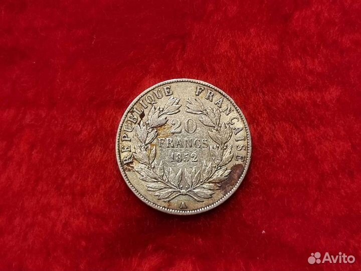 Золотая монета 20 Франков 1852г