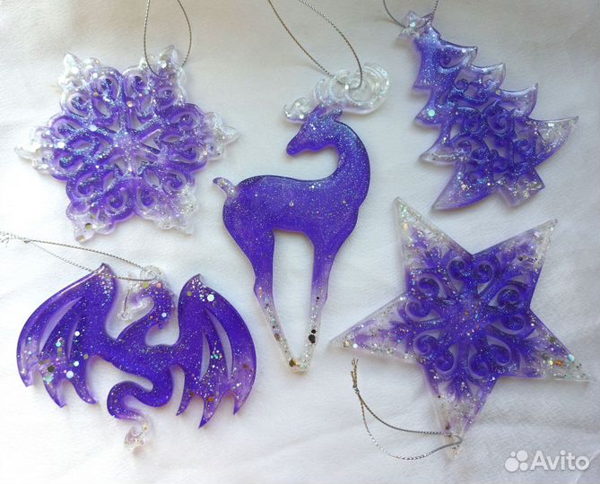 Елочные игрушки из эпоксидной смолы