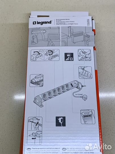 Сетевой фильтр Legrand 6 розеток Safe control
