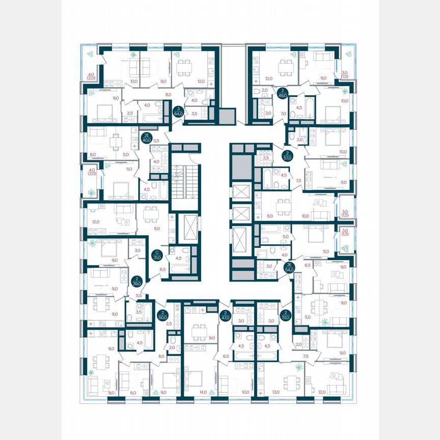 2-к. квартира, 50 м², 25/32 эт.