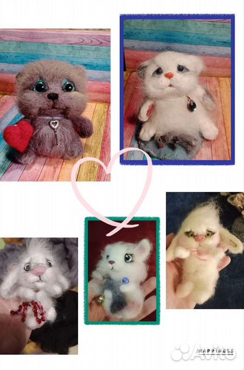 Кролик,Кот игрушка из шерсти, валяная