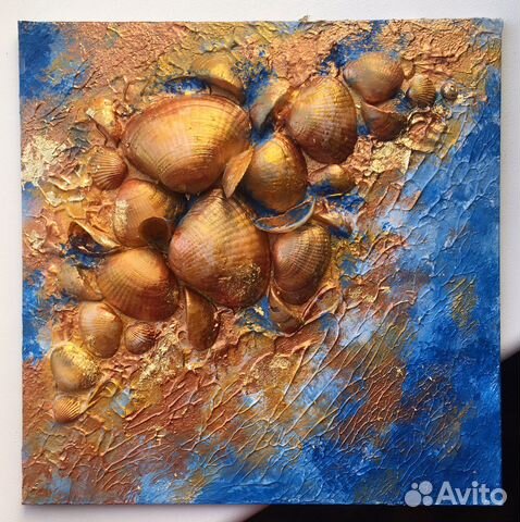 Картина панно из ракушек море пейзаж