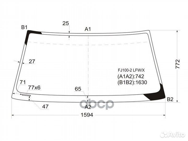 Стекло лобовое Toyota Land Cruiser (J100) 98-07