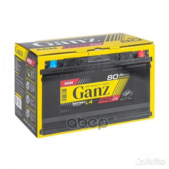 Аккумулятор ganz PRO-Line AGM 80 А/ч обратный R+