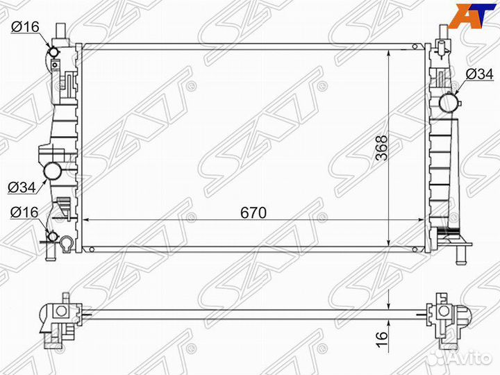 Радиатор охлаждения и кондеционера Mazda 3 bl