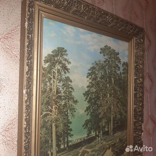 Картина большая с природой,и лошадью на водопое