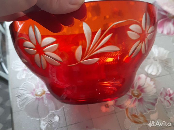 Ваза салатница,конфетница цветное стекло СССР