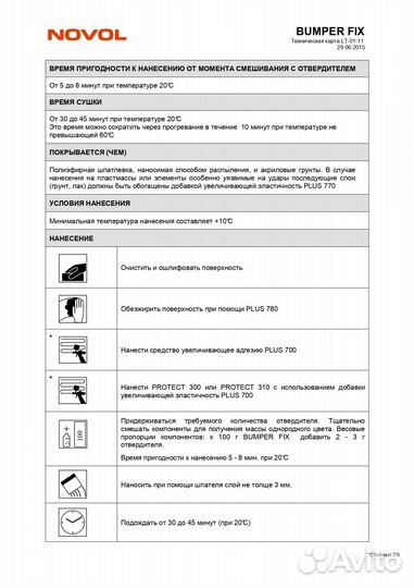 Novol bumper FIX – шпатлёвка АВТОМОБИЛЬНАЯ для пла