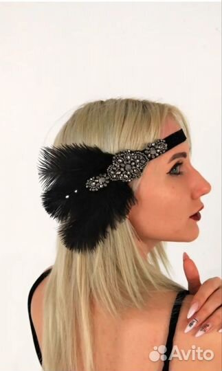 Повязка с пером на голову в стиле Гэтсби