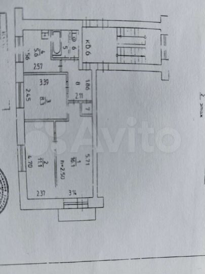 3-к. квартира, 50,4 м², 2/5 эт.
