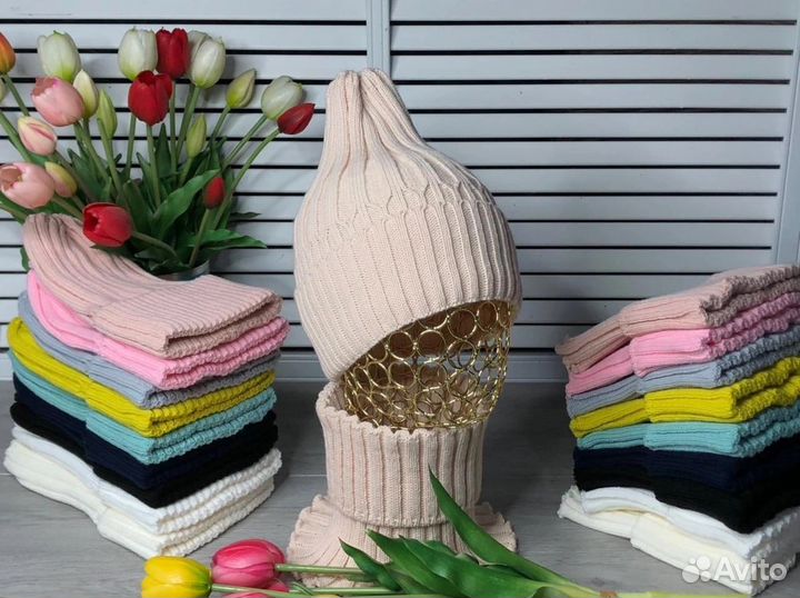 Комплект шапка и снуд женский