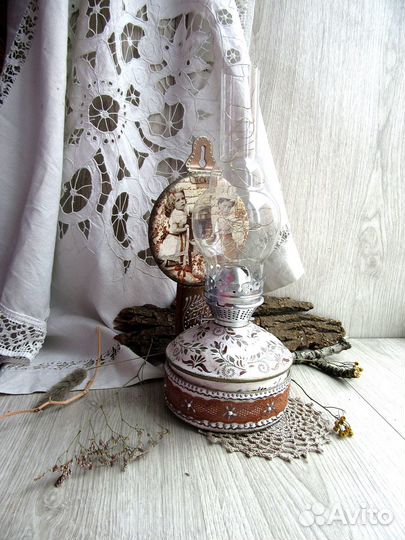 Винтаж. Керосиновая лампа-светильник с подсветкой