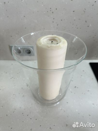 Ваза икеа. Высота 28 см. Со свечой