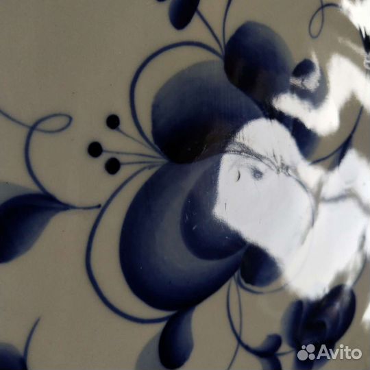 Поднос блюдо Гжель, лфз петушки